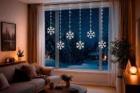 Řetěz MagicHome Vánoce, časovač, sněhové vločky, 96xLED, studená bílá, 13 funkcí, 3,5 m, IP44