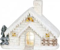 Dekorace Xecco 7094, Domeček s komínem, keramika, 40 cm, LED