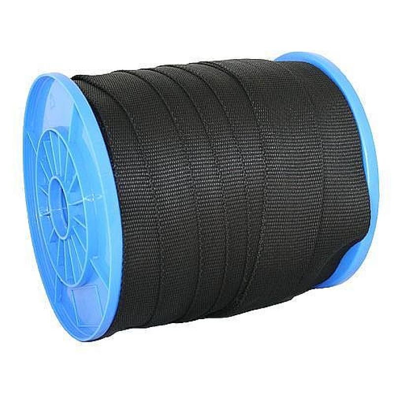 Popruh plochý PP upínací 25mm, 70m, černá, max. zatížení 190kg