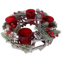 Věnec adventní MagicHome Xm1804, 27x27x6cm, červený