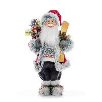 Postavička MagicHome Santa s lyžemi a dřevem, 60cm