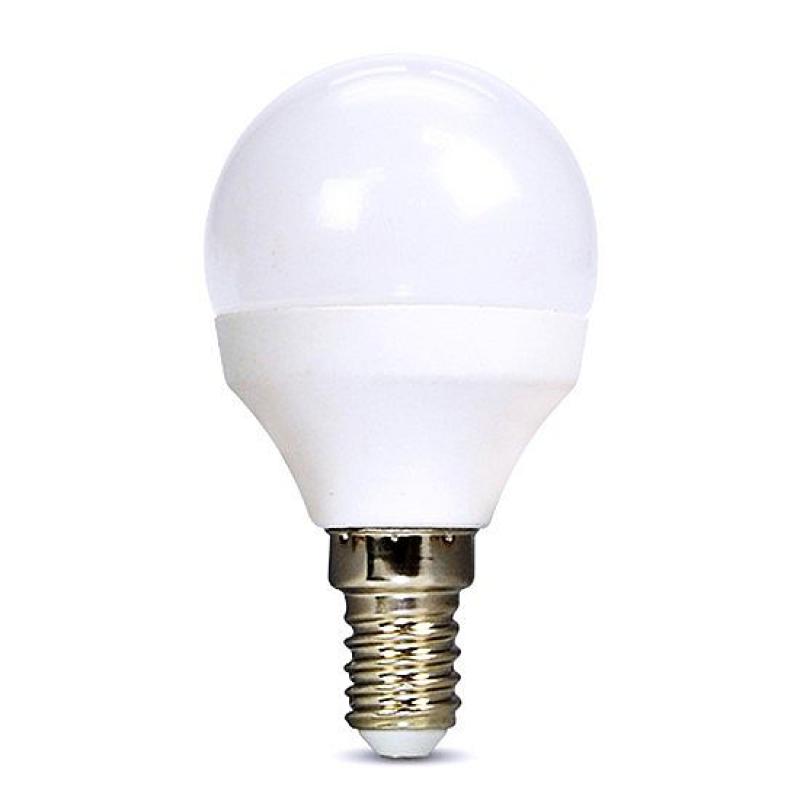 LED žárovka, miniglobe, 6W, E14, 4000K, 510lm, bílé provedení