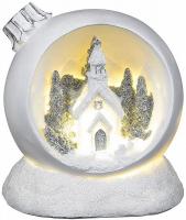 Dekorace MagicHome Vánoční koule, LED teplá bílá, polyresin, 2xAAA, interiér, 10,50x9x11cm