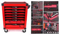 Dílenský vozík na nářadí MECHANIC TROLLEY KEVIN RED 326, 7 šuplíků, 326 ks nářadí SIXTOL